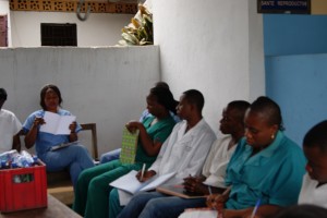 Staff at the Bolingo Health Center study HFAN principles and strategies